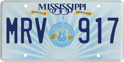 MS license plate MRV917