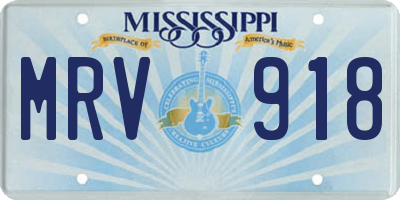 MS license plate MRV918