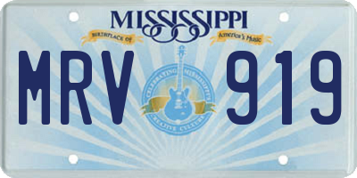 MS license plate MRV919