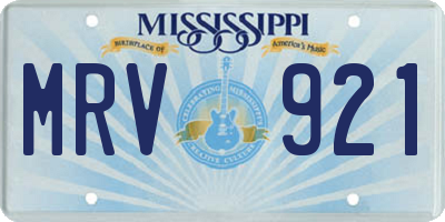 MS license plate MRV921