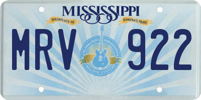 MS license plate MRV922
