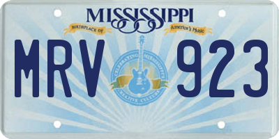 MS license plate MRV923
