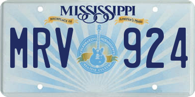 MS license plate MRV924