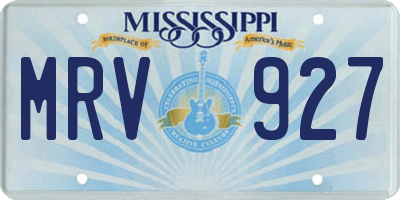 MS license plate MRV927