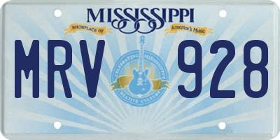 MS license plate MRV928