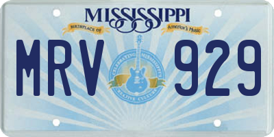 MS license plate MRV929