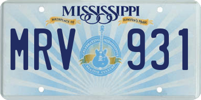 MS license plate MRV931