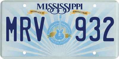 MS license plate MRV932