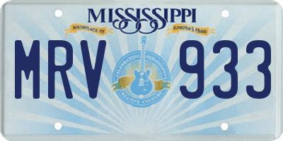 MS license plate MRV933