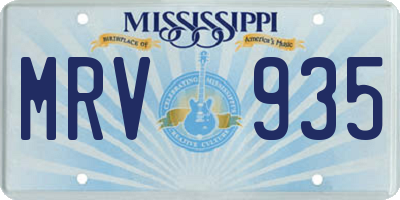 MS license plate MRV935