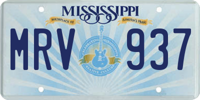 MS license plate MRV937