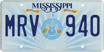 MS license plate MRV940