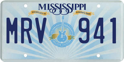 MS license plate MRV941