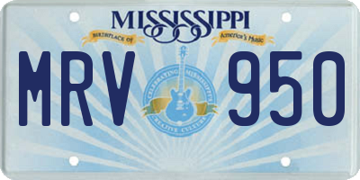 MS license plate MRV950
