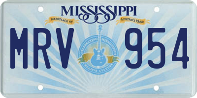 MS license plate MRV954