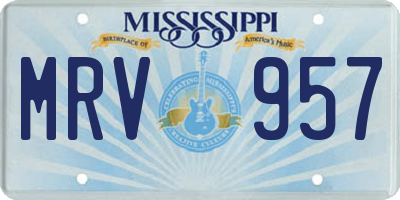 MS license plate MRV957