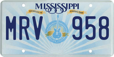 MS license plate MRV958
