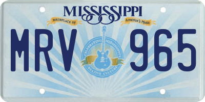 MS license plate MRV965