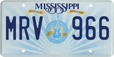 MS license plate MRV966