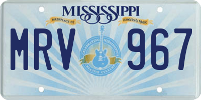 MS license plate MRV967