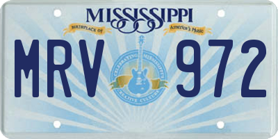 MS license plate MRV972