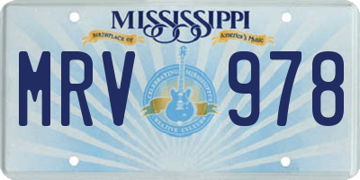 MS license plate MRV978