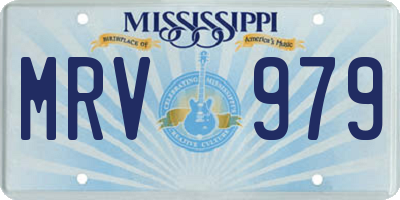 MS license plate MRV979