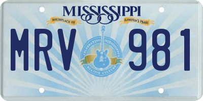 MS license plate MRV981