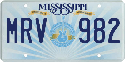 MS license plate MRV982