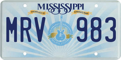 MS license plate MRV983