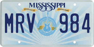 MS license plate MRV984