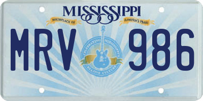 MS license plate MRV986