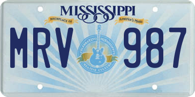 MS license plate MRV987