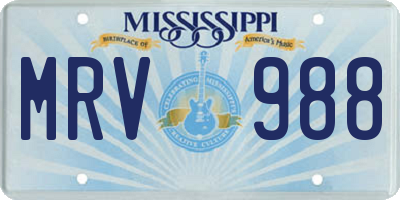 MS license plate MRV988