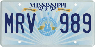 MS license plate MRV989