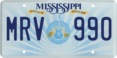 MS license plate MRV990