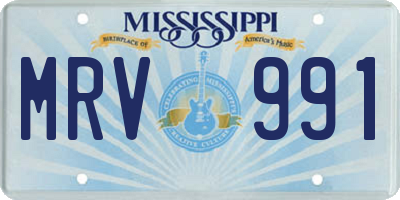MS license plate MRV991
