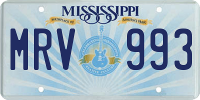 MS license plate MRV993