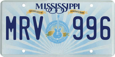 MS license plate MRV996