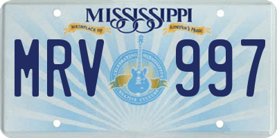 MS license plate MRV997