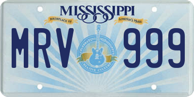 MS license plate MRV999