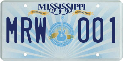 MS license plate MRW001