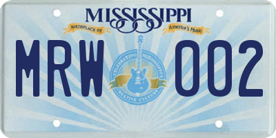 MS license plate MRW002