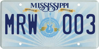 MS license plate MRW003