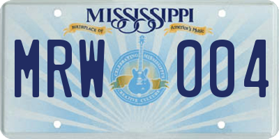 MS license plate MRW004