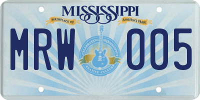 MS license plate MRW005