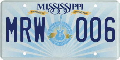 MS license plate MRW006