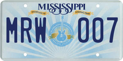 MS license plate MRW007