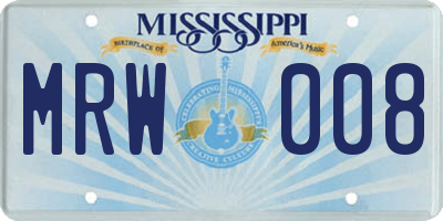 MS license plate MRW008