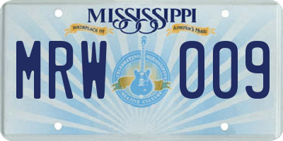 MS license plate MRW009